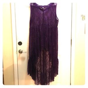 Purple lace hi/low shirt plus size